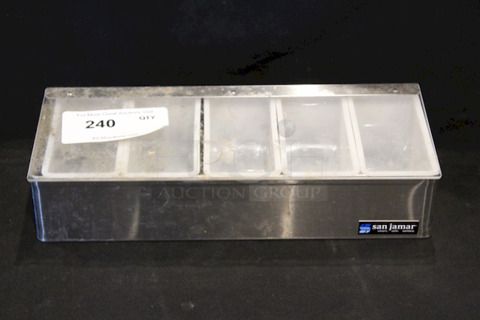 San Jamar Countertop Condiment Tray, Chilled, 5 Slot, Stainless Steel. 