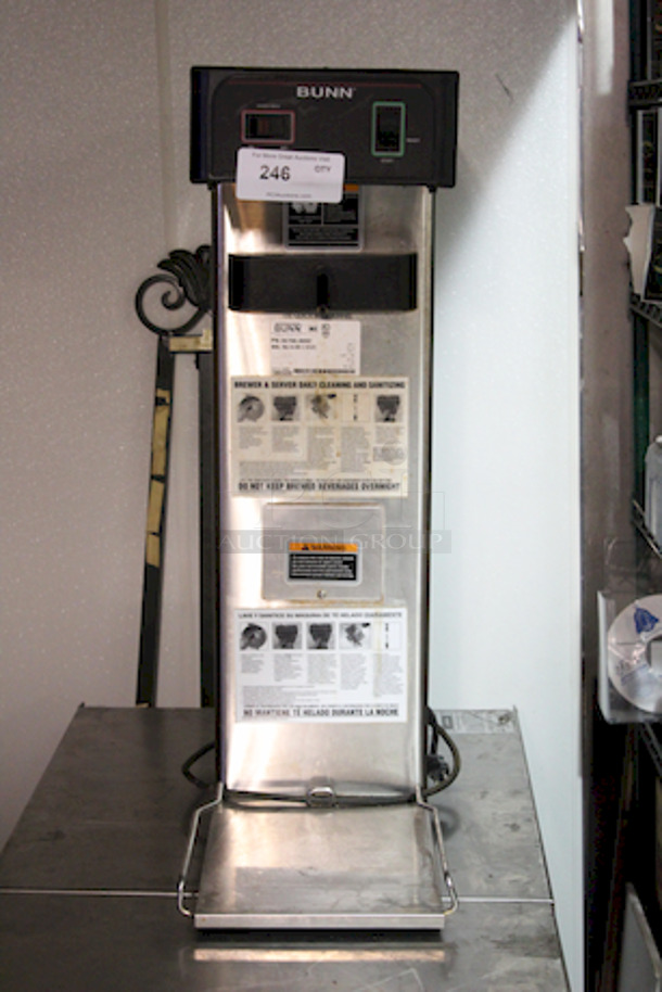 NICE! Bunn 36700.0013 TB3Q 29" Trunk 3 Gal. Iced Tea Brewer With Iced Tea Dispenser. 
14.4 Amps/ 60 Hertz/ 1ph/120v/1,730 Watts
11 1/2"W x 22 3/8"D x 34"H - Image 1 of 6