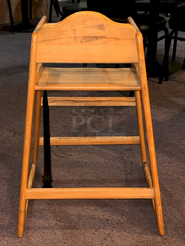 SOLID! Wood Highchair, Standard Height, Walnut Finish With Safety Strap.  - Image 4 of 5