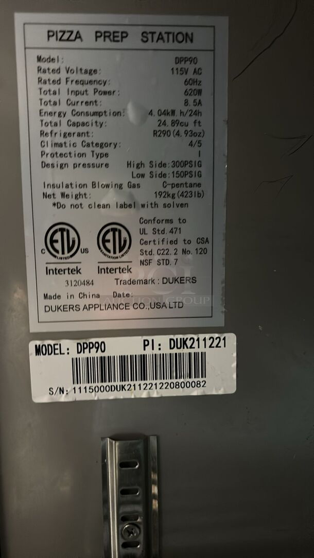 DUKERS Chef AAA - DPP90-12-S3, Commercial 90" 12 Pan Pizza Prep Table Refrigerator - Image 6 of 6