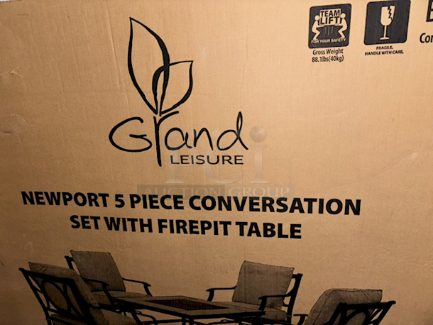 Grand Leisure NEWPORT 5 Piece Conversation Set With Firepit Table - FIREPIT TABLE ONLY - Image 3 of 3