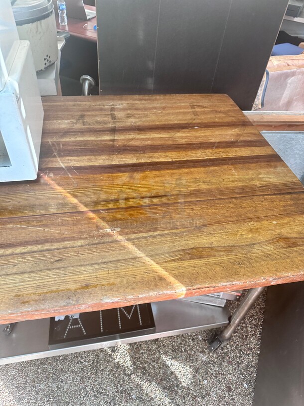 John Boos & Co.  Wood Top Work Table with Stainless Steel Base and Adjustable Undershelf - 36 inch x 72 inch NSF - Image 4 of 6