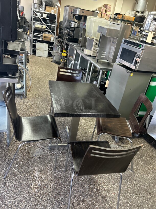 One Lot consists Of "One Wooden Table Plus 4 Wooden Chairs" 
Tables are 24x30 - Image 1 of 1