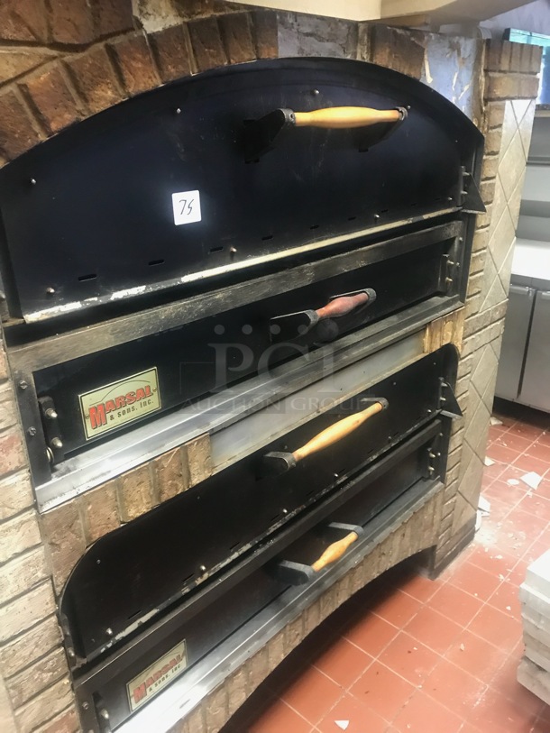 2 Marsal & Sons MB866 Stainless Steel Commercial Natural Gas Powered Pizza Ovens; Il Forno and Single Deck. 95,000 BTU. 2 Times Your Bid! Picture of the Unit Before Removal Is Included In the Listing. - Image 1 of 12