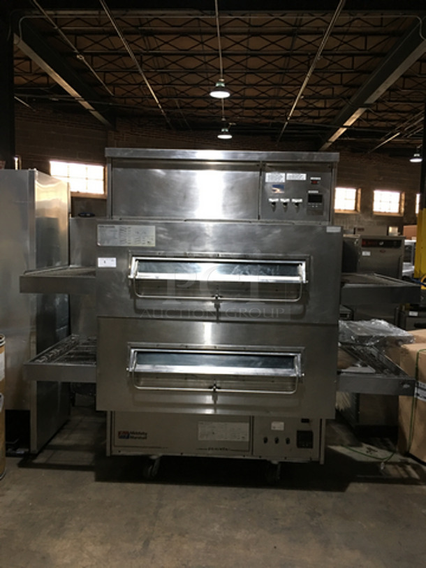 AMAZING! Middleby Marshall Natural Gas Powered Double Deck Conveyor Pizza Oven! All Stainless Steel! On Casters! 2x Your Bid! Model: PS360Q