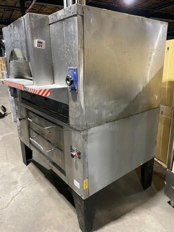 AMAZING! Bakers Pride Commercial Natural Gas Powered Double Deck Pizza Oven! With Stones! All Stainless Steel! On Legs! 2x Your Bid Makes One Unit! Model: FC516 SN: H08G006! Working When Removed! - Image 2 of 12