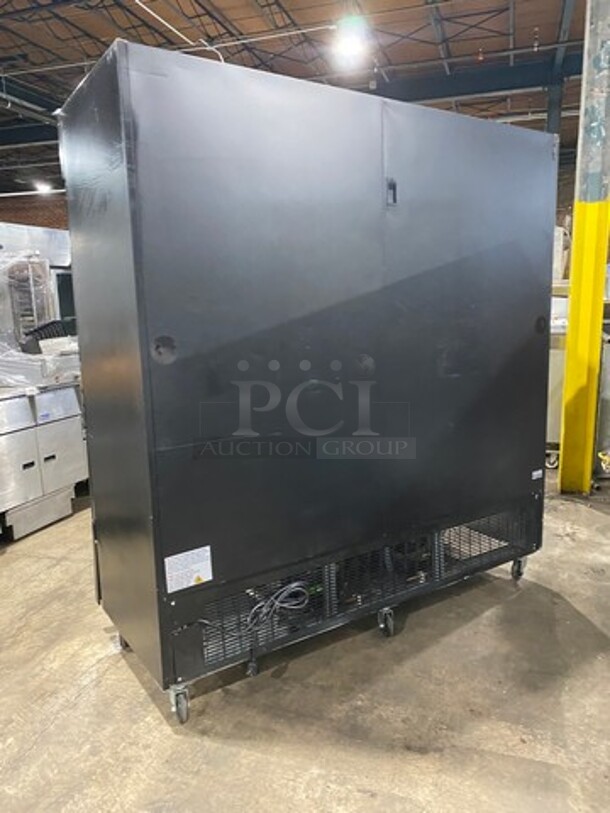 COOL! Universal Coolers Commercial 3 Door Reach In Cooler Merchandiser! With View Through Doors! With Poly Racks! On Casters! Model: EGDMF80B SN: 6115314921051102 115V - Image 4 of 9