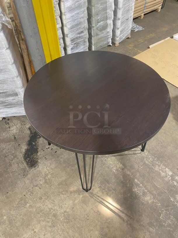 Brand New! Red Oak 42 Inch Round 1.5" Thick BUTCHER BLOCK Style Walnut Finish Dining Table! On Heavy Duty Metal Legs!  - Image 4 of 8