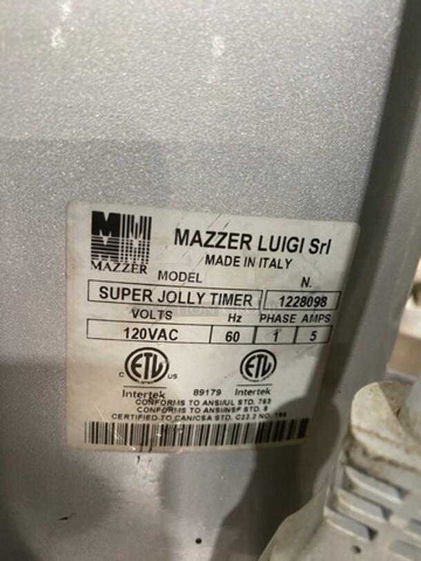 Mazzer Luigi Commercial Countertop Coffee Bean Grinder! Stainless Steel Body! Model: SUPERJOLLYTIMER SN: 1228098 120V 60HZ 1 Phase - Image 7 of 9