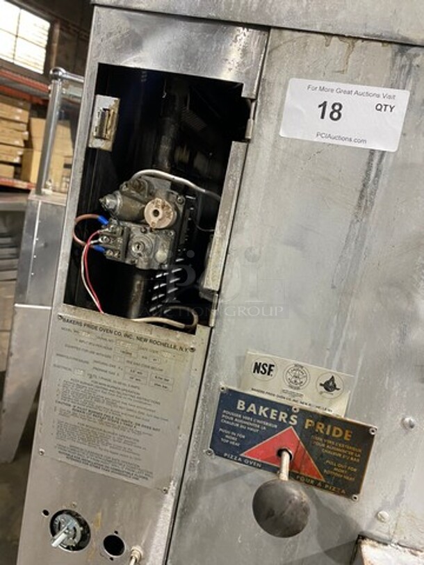 Bakers Pride Commercial Natural Gas Powered Pizza/ Baking Oven! All Stainless Steel! On Casters! WORKING WHEN REMOVED! Model: FC516 SN: 19702 - Image 8 of 11