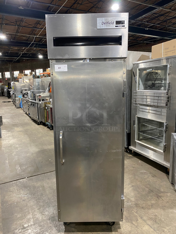 Delfield Commercial Single Door Reach In Freezer! With Poly Coated Racks! Solid Stainless Steel! On Casters! Model: 6125XLSPP2 SN: 1501152000013 115V 60HZ 1 Phase