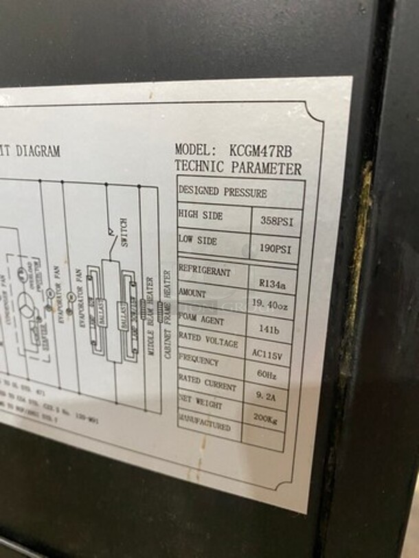 Kelvinator Commercial 2 Door Reach In Cooler Merchandiser! With View Through Doors! Poly Coated Racks! On Casters! Model: KCGM47RB 115V - Image 5 of 8