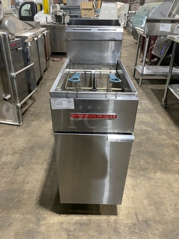 American Range Commercial Natural Gas Powered Deep Fat Fryer! With Backsplash! All Stainless Steel! On Legs! Model: AF50HE SN: 211020FO144 - Image 1 of 9