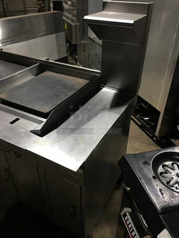 AMAZING! Southbend Commercial Heavy Duty Natural Gas Powered Double Plancha Workstation! With Dual Sided Work Ends! With Dual Sided Back Splash And Salamander Shelves! With Storage Space Underneath! All Stainless Steel! On Casters! Model: PC12CS SN: 16K51295 - Image 2 of 12