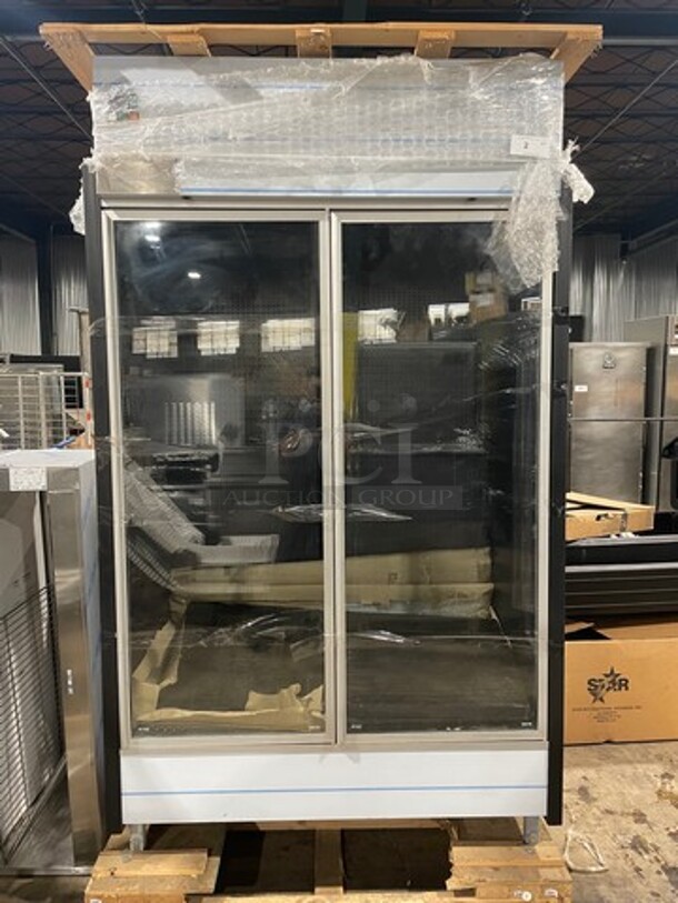 COOL! NEW! Hydra Kool Commercial 2 Door Reach In Cooler Merchandiser! With View Through Doors! Stainless Steel! Model: KGVMR2SC SN: 1627038