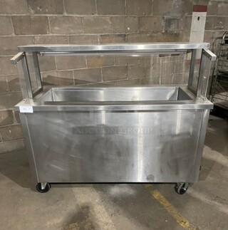 Delfield Stainless Steel Refrigerated Cold Pan Serving Counter! With Sneeze Guard! With 2 Shelves Underneath Storage! MODEL KCSC60NU SN:59213205M 115V 1PH