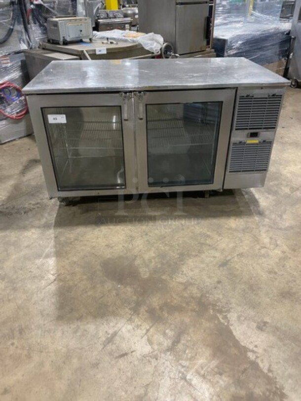 Wow! Glas Tender Refrigerated 2 Door Bar Back Cooler/Mechandiser! All Stainless Steel Worktop! Model LP60-R1XS Serial 134133537! 120V 1 Phase!  - Image 1 of 8