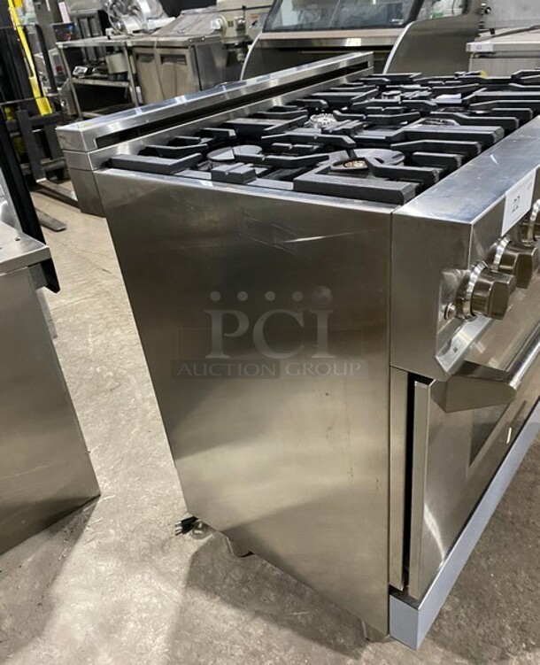 2022 Zline Gas Powered 6 Burner Stove! With Oven Underneath! Stainless Steel! MODEL RG36 SN: RG36ge22030030-03 - Image 2 of 9