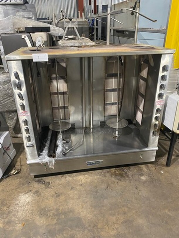 Attias Natural Gas Powered Dual Gyro Machine! All Stainless Steel! WORKING WHEN REMOVED! - Image 1 of 9