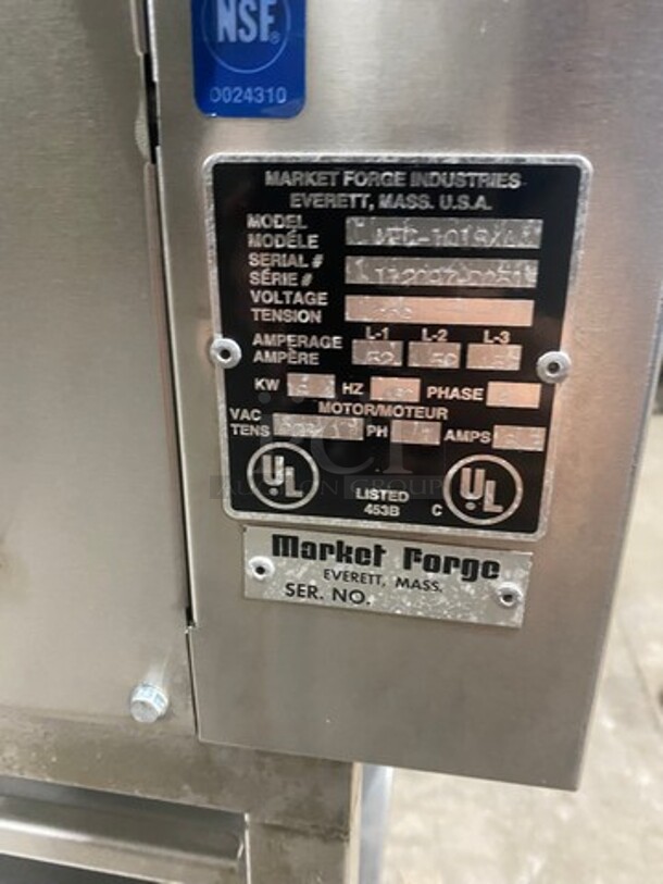 WOW! Market Forge Commercial Electric Powered Combi Oven Steamer! With Pan Rack Storage Space Underneath! All Stainless Steel! On Legs! WORKING WHEN REMOVED! Model: MFC101SAA SN: 112097HD051S 208V 60HZ 1 Phase - Image 9 of 9