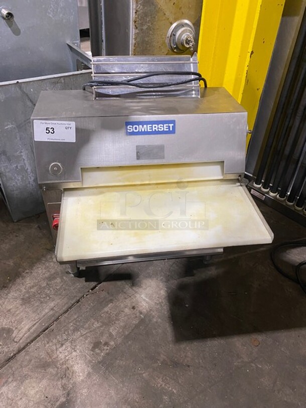 NICE! Somerset Commercial Countertop Dough Sheeter! Stainless Steel Body! On Small Legs! Model: CDR2000 SN: 1204H306 115V 60HZ 1 Phase