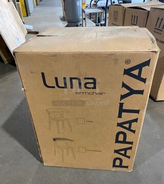 NEW Indoor/Outdoor Papatya Luna Stripe White Armchair! 4x Your Bid!