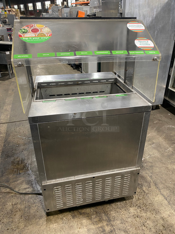NICE! Turbo Air Refrigerated Salad Bar Island! With Sneeze Guard! Single Door Storage Space Underneath! All Stainless Steel! On Casters! Model: MST28711S SN: MS2TS10129 115V 60HZ 1 Phase - Image 3 of 8