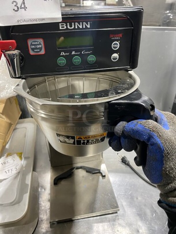 Bunn Commercial Countertop Coffee Brewing Machine! With Hot Water Dispenser! All Stainless Steel! Model: ICBDV SN: ICB0026445 120V 60HZ 1 Phase - Image 9 of 10