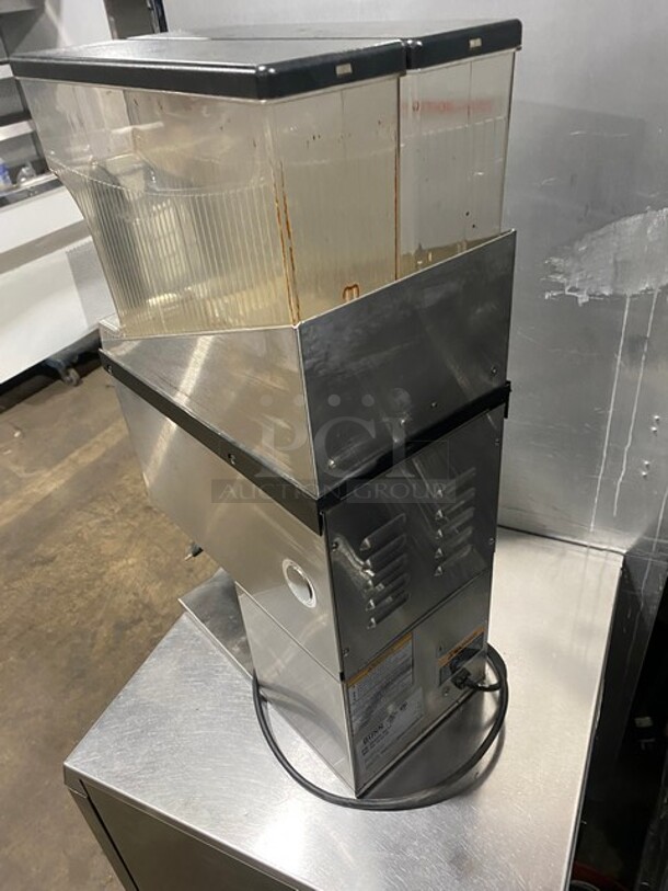 Bunn Commercial Countertop Dual Coffee Bean Grinder Machine! Stainless Steel Body! Model: MHG SN: MHG0007173 120V 60HZ 1 Phase - Image 4 of 8