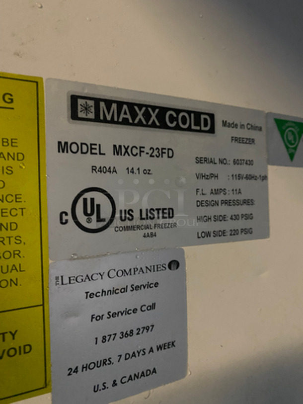 Maxx Cold Commercial Single Door Freezer! With Poly Coated Racks! All Stainless Steel! Floor Style! Model: MXCF23FD SN: 6037430 115V 60HZ 1 Phase - Image 8 of 10