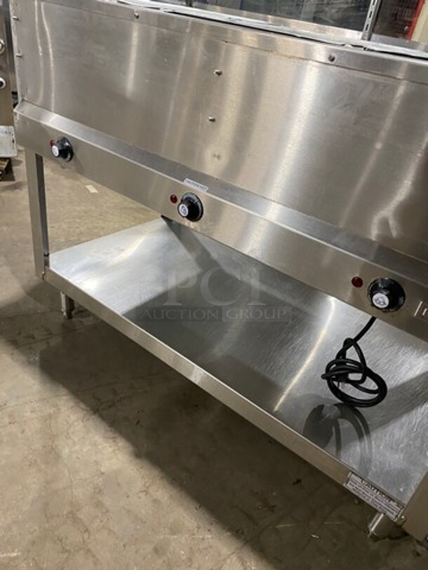 BK Resources Commercial Electric Powered 3 Well Steam Table! With Sneeze Guard! With Storage Space Underneath! All Stainless Steel! On Legs! Model: STE3120 120V 60HZ 1 Phase - Image 7 of 9