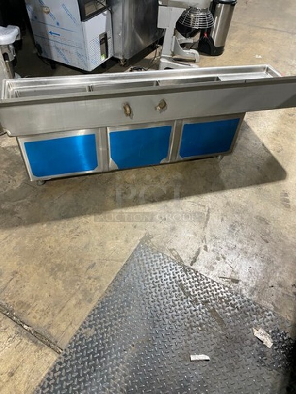 L & J Commercial 3 Compartment Dish Washing Sink! With Single Side Drain Board! With Back Splash! With Jet Assembly Spray! All Stainless Steel! - Image 3 of 10