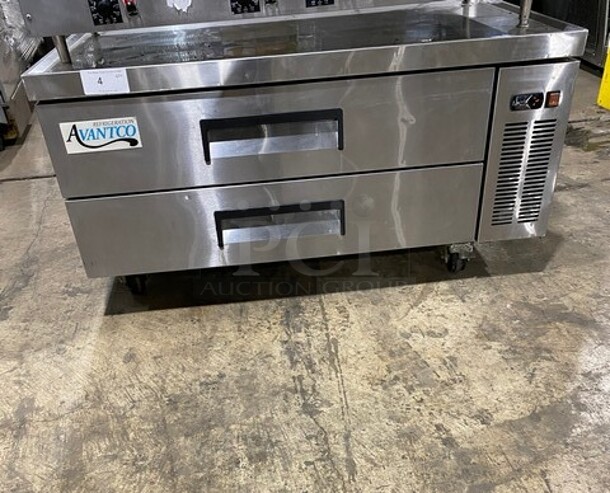 SWEET! Avantco Stainless Steel Commercial 2 Drawer Chef Base! On Commercial Casters! 115 Volts