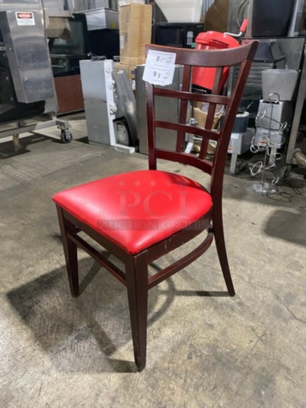 Red Cushioned Chairs! With Brown Wooden Body! 4x Your Bid! - Image 7 of 7