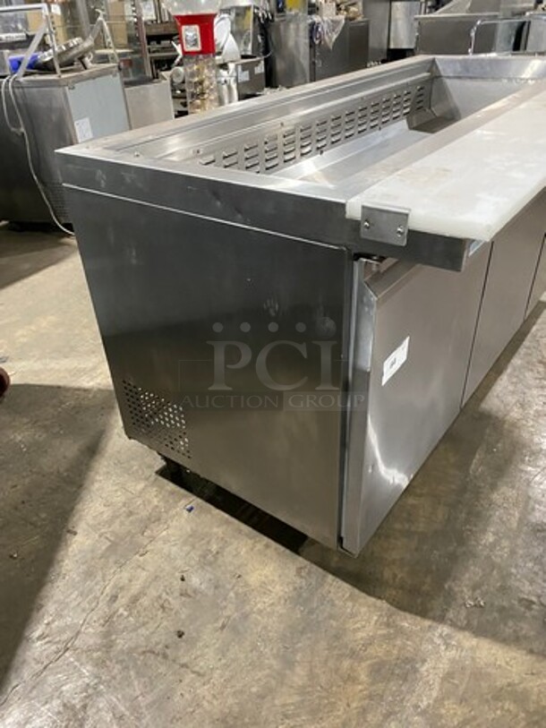 Spartan Commercial Refrigerated Mega Top Sandwich Prep Table! With Commercial Cutting Board! With 3 Door Storage Space Underneath! Poly Coated Racks! All Stainless Steel! On Casters! Model: SST7230 - Image 4 of 10