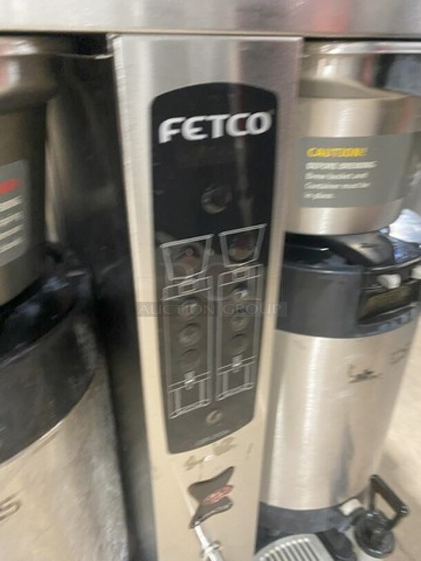 Nice! Fetco Counter Top Dual Coffee Brewer Machine! With Hot Water Line! With Airpots! On Legs! Model E52016 Serial 4801128147544! 120/208V 1/3 Phase!  - Image 5 of 10
