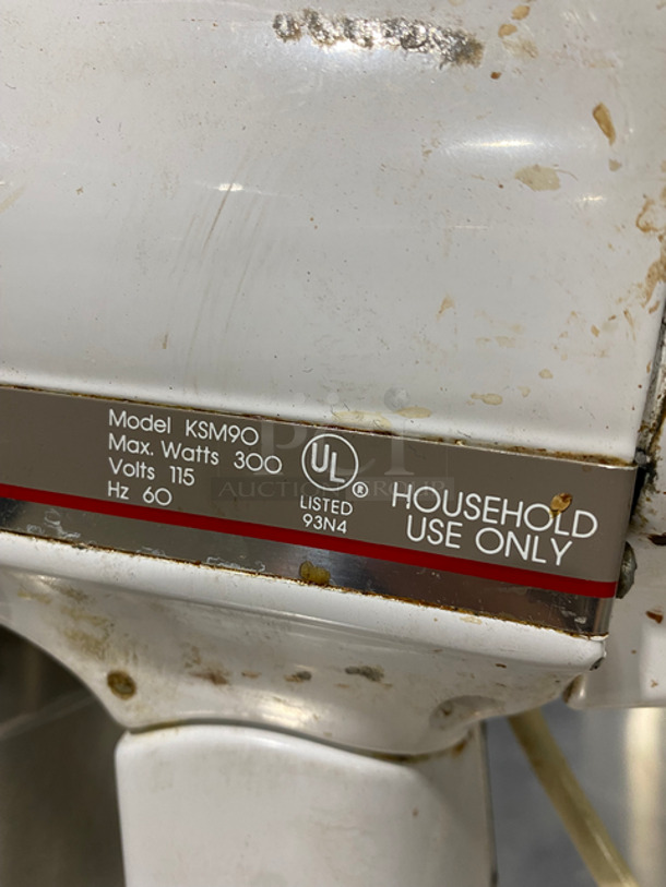 Kitchen Aid Countertop Planetary Mixer! With Stainless Steel Bowl! Model: KSM90 - Image 5 of 7