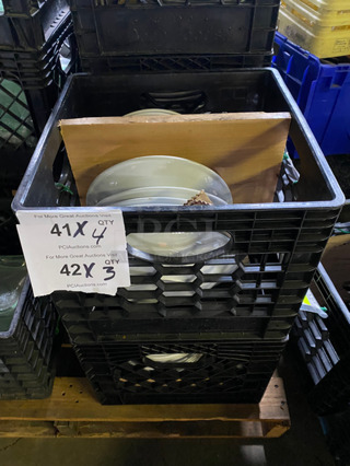 Vertex 9" White Ceramic Bowls! 4x Your Bid! Includes Black Poly Crates!