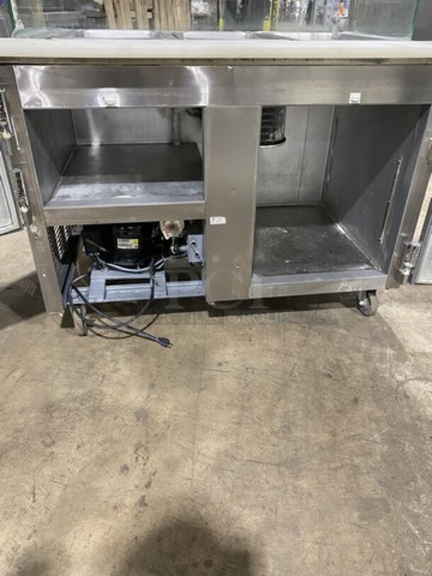 Leader 48 Inch Refrigerated Mega Top Sandwich Prep Table With Sneeze Gaurd! Model LM48SC Serial PW11M2201B! 115V 1 Phase! On Commercial Casters! - Image 6 of 9