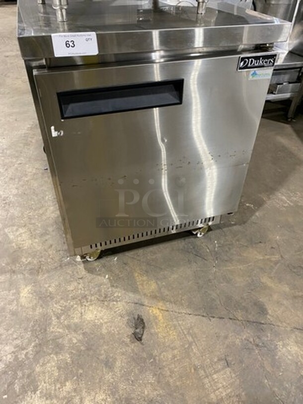 Dukers Commercial Single Door Refrigerated Lowboy/ Worktop Freezer! With Poly Coated Rack! Solid Stainless Steel! Model: DUC29F 115V 60HZ 1 Phase