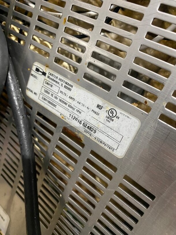 Sweet! Carter Hoffmann Commercial Countertop Electric Powered Crisp-N-Hold/Fry Warmer Dumping Station! With Backsplash! All Stainless Steel! Model: CNH18 SN: 112016624829 120V 60HZ 1 Phase! Working When Removed! - Image 5 of 7