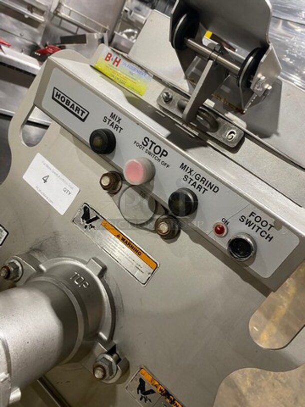 AMAZING! Hobart Commercial Floor Style Heavy Duty Meat Grinder/ Meat Mixer! With 200 LB Capacity! With Foot Pedal Control! Solid Stainless Steel! On Casters!  Model: MG2032 SN:311433265! 480V 60HZ 3 Phase! - Image 8 of 10