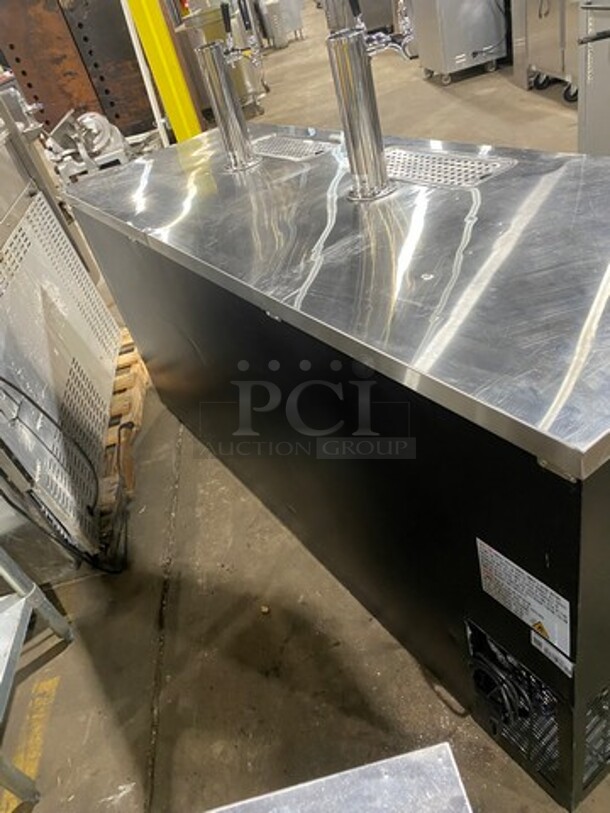 NICE!  Late Model Avantco Commercial Refrigerated Dual Tower Kegerator! With Towers! With 3 Door Storage Space Underneath! Poly Coated Racks! Model: 178UDD378 SN: 6436334321083608 115V 60HZ 1 Phase - Image 4 of 11