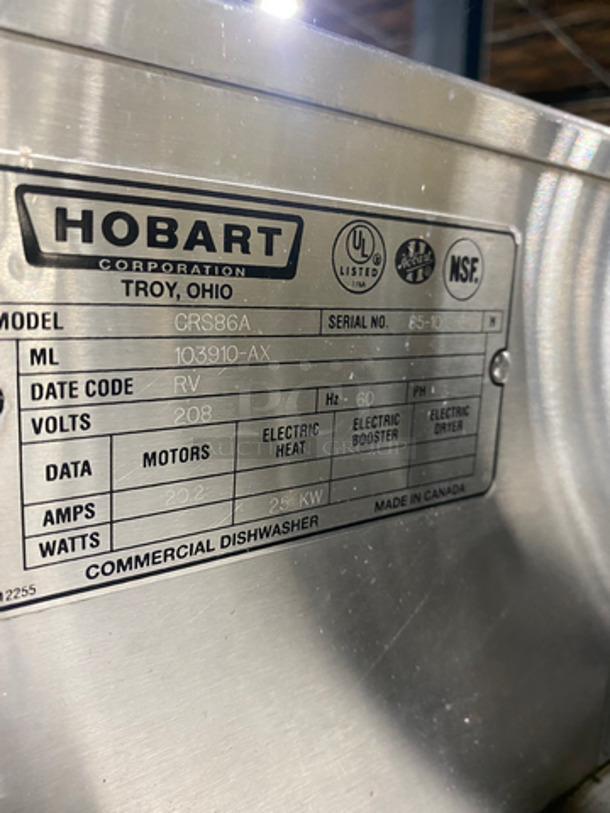 Hobart Commercial Heavy Duty Conveyor Dishwasher! With 2 Tables 48x60! All Stainless Steel! On Legs! Model: CRS86A SN: 8510 - Image 5 of 12