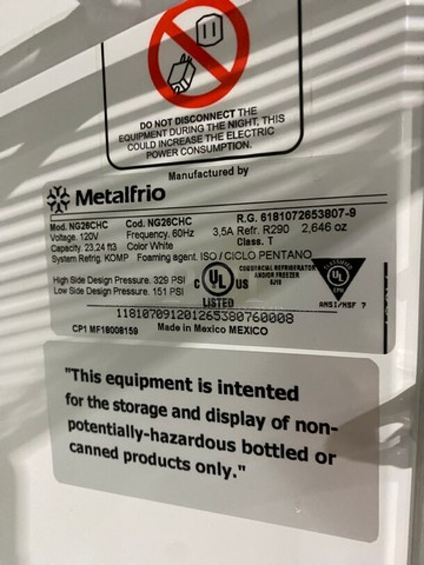 Metalfrio Commercial Single Door Reach In Cooler Merchandiser! With View Through Door! With Poly Coated Racks! Model: NG26CHC 120V - Image 7 of 8