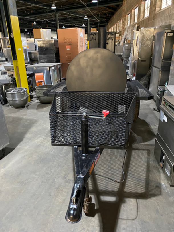 AMAZING FIND! Lang Commercial 60 Deluxe BBQ Smoker Cooker On Mobile Trailer Frame! With Firewood Rib Box! With Warmer Box And 4 Racks! - Image 2 of 12