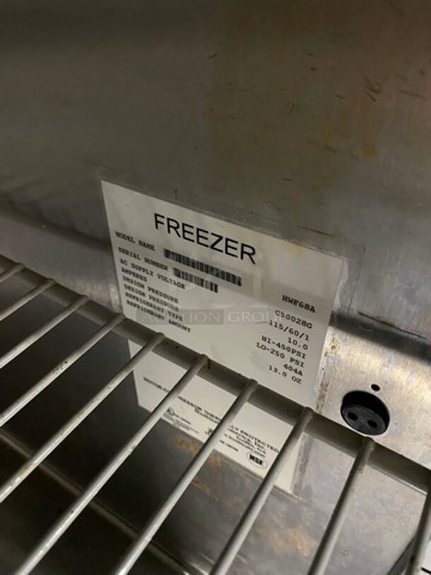 Hoshizaki Commercial 2 Door Lowboy/Worktop Freezer! With Back Splash! All Stainless Steel! On Casters! Model: HWF68A SN: C50028G 115V 60HZ 1 Phase - Image 7 of 8