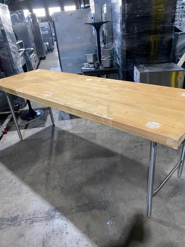 Wow! Heavy Duty Commercial 1.5 Inch Thick Butcher Block/Bakery Prep Table! Stainless Steel Body! On Legs! - Image 3 of 8