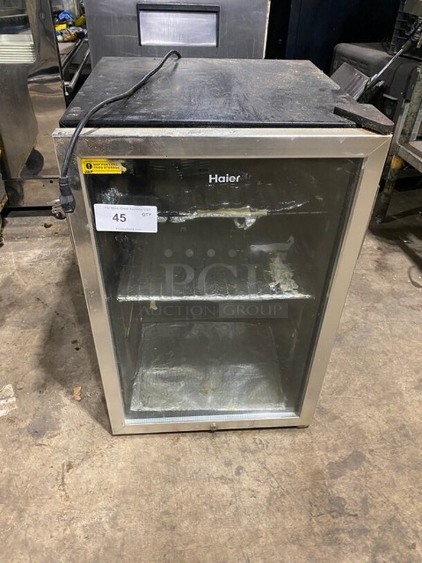 NICE! Haier Commercial Countertop Reach In Cooler Merchandiser! With View Through Door! Model HBCN05FVS Serial 1401003513! 115V! WORKING WHEN REMOVED! - Image 1 of 7