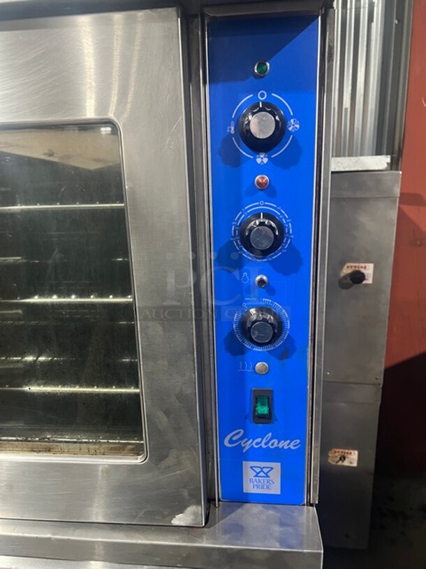 Baker's Pride Cyclone Series Stainless Steel Commercial Electric Powered Full Size Convection Oven w/ View Through Doors, Thermostatic Controls and Metal Oven RackS! MODEL C011-E SN: 28529 408V 3PH 2x Your Bid Makes One Unit! - Image 4 of 12